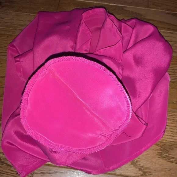 Vintage Fuschia Hot Barbie Pink Short Sleeve Satin Like Dressy Blouse Size Small - Picture 6 of 10